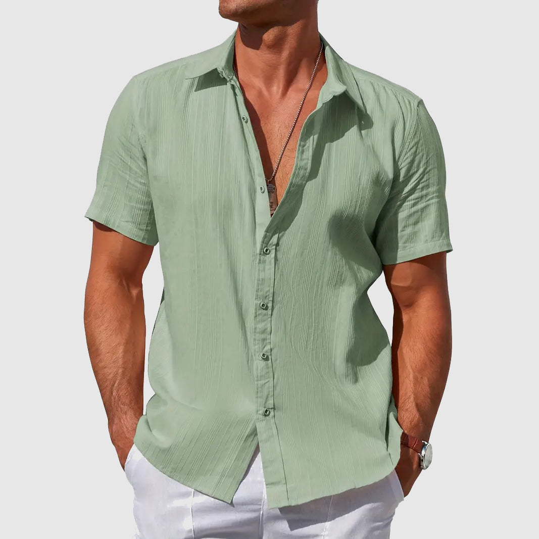 Men's Short-Sleeve Shirt Button-Up Collared Casual Smart-Casual Holiday Beach Relaxed Everyday Archer
