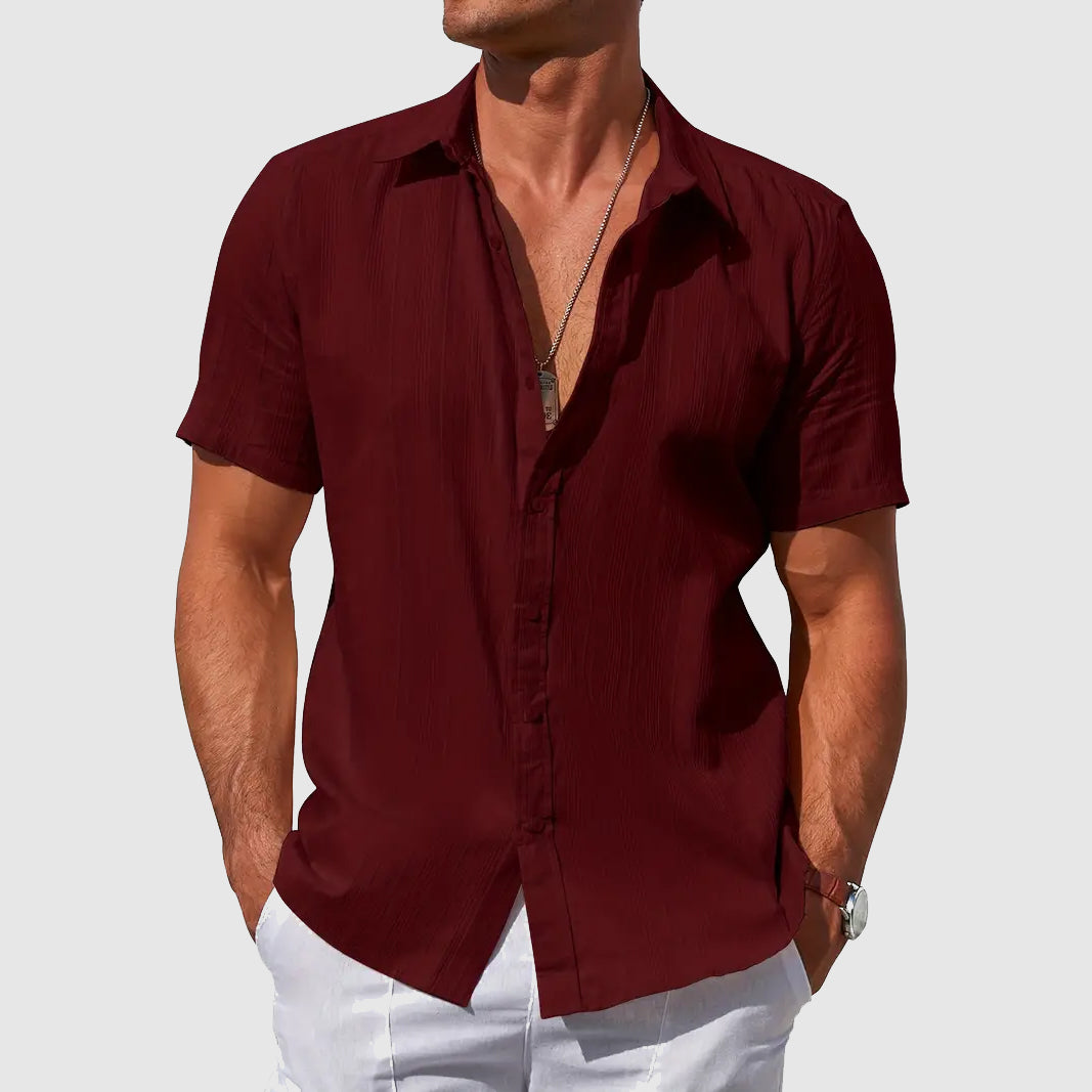 Men's Short-Sleeve Shirt Button-Up Collared Casual Smart-Casual Holiday Beach Relaxed Everyday Archer