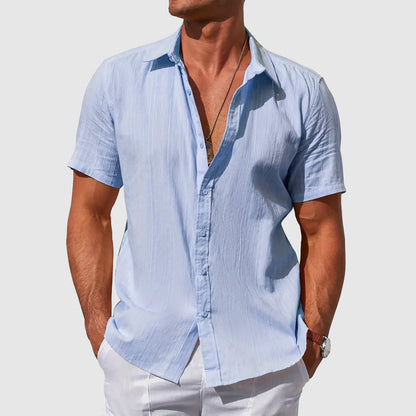 Men's Short-Sleeve Shirt Button-Up Collared Casual Smart-Casual Holiday Beach Relaxed Everyday Archer