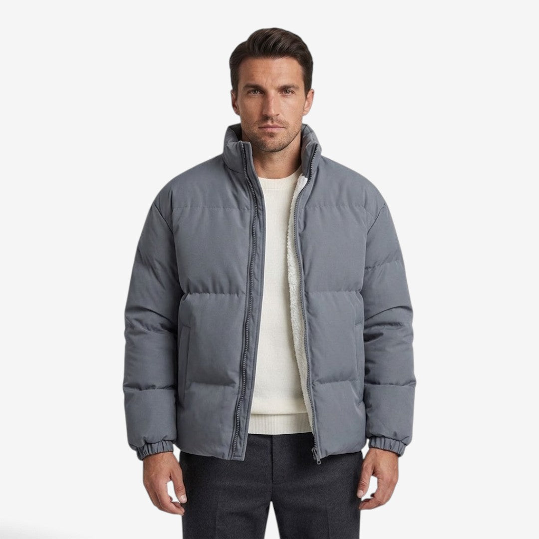 Men's Winter Zip-Up Jacket Stand Collar Warm Casual Streetwear