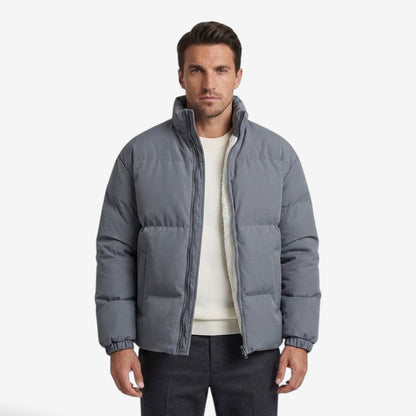 Men's Winter Zip-Up Jacket Stand Collar Warm Casual Streetwear