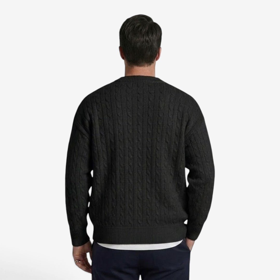 Men's Cable Knit Cardigan Loose Fit Button Closure Casual Layering