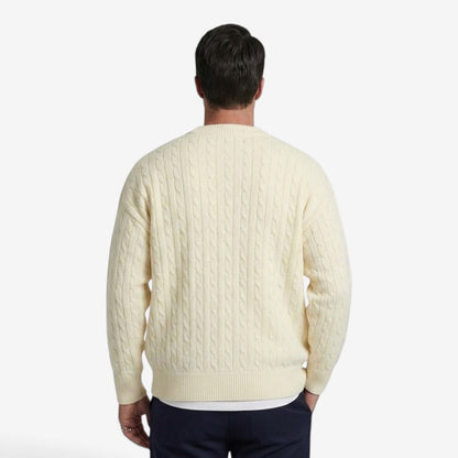 Men's Cable Knit Cardigan Loose Fit Button Closure Casual Layering