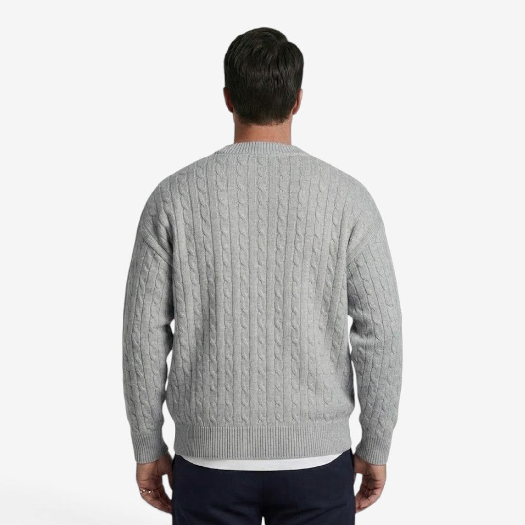 Men's Cable Knit Cardigan Loose Fit Button Closure Casual Layering