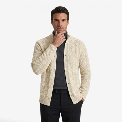 Men's Cable Knit Cardigan Button Closure Long Sleeve Cozy Autumn Winter
