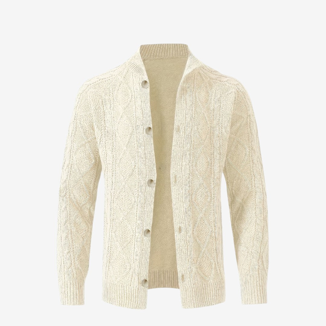 Men's Cable Knit Cardigan Button Closure Long Sleeve Cozy Autumn Winter