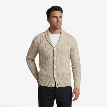 Men's Cable Knit Cardigan Button Closure Long Sleeve Cozy Autumn Winter