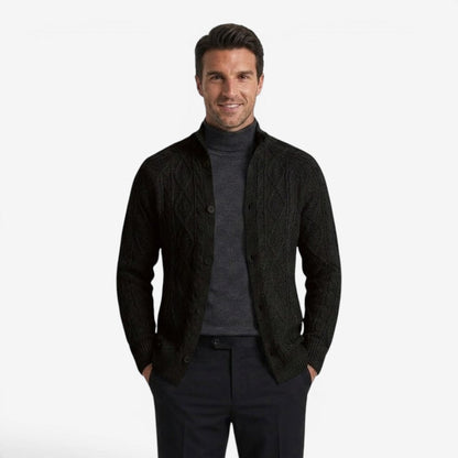 Men's Cable Knit Cardigan Button Closure Long Sleeve Cozy Autumn Winter