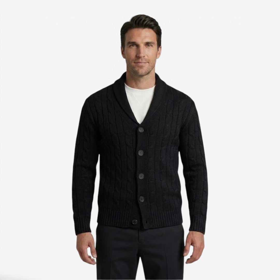 Men's Cable Knit Cardigan Button Closure Long Sleeve Cozy Autumn Winter