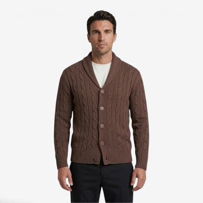 Men's Cable Knit Cardigan Button Closure Long Sleeve Cozy Autumn Winter