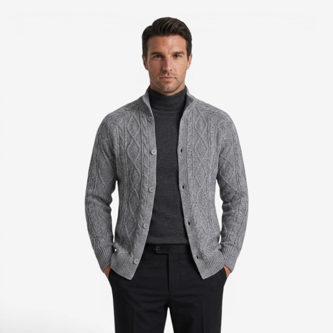 Men's Cable Knit Cardigan Button Closure Long Sleeve Cozy Autumn Winter