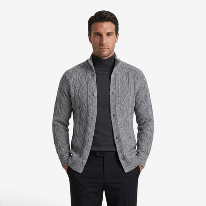 Men's Cable Knit Cardigan Button Closure Long Sleeve Cozy Autumn Winter