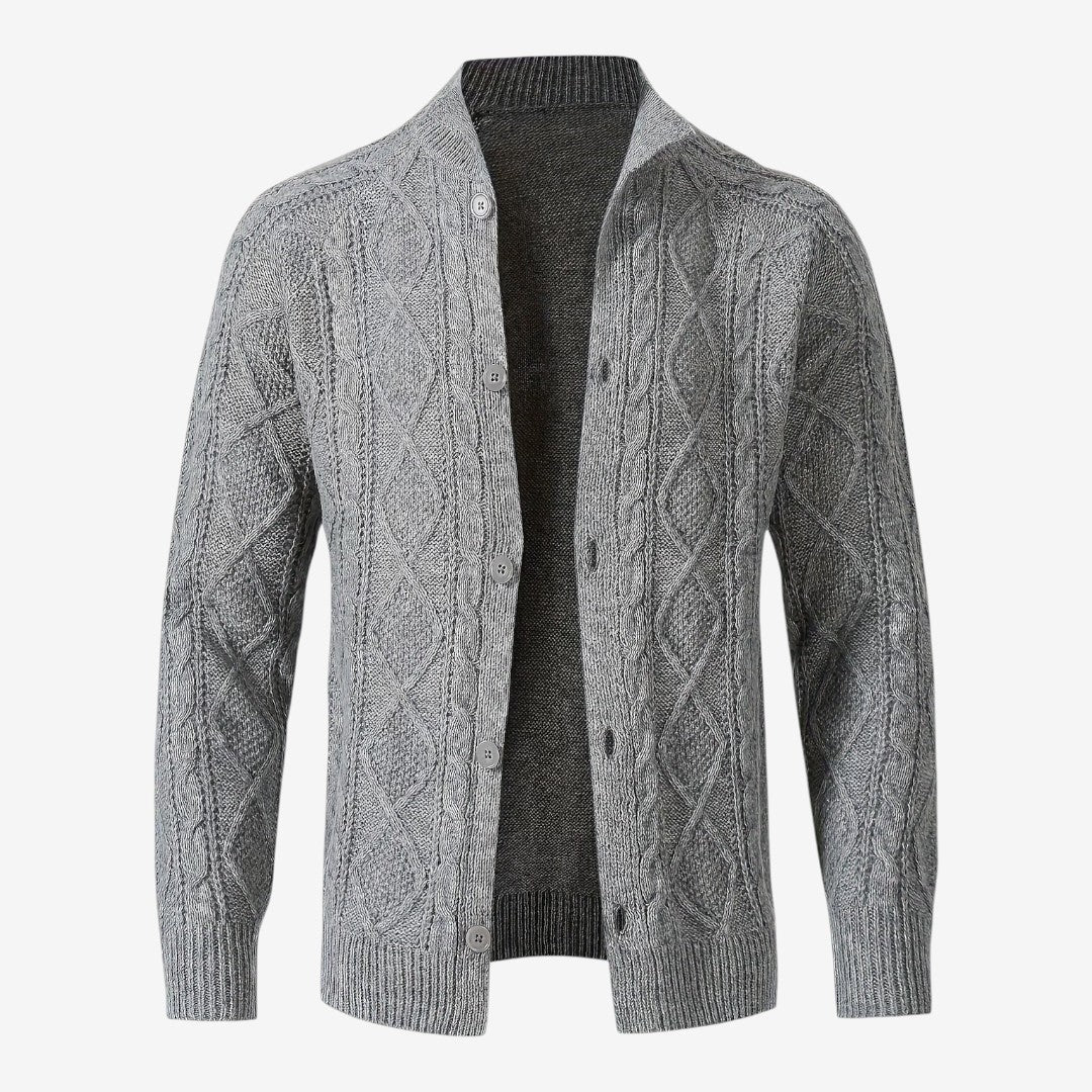 Men's Cable Knit Cardigan Button Closure Long Sleeve Cozy Autumn Winter