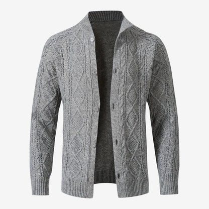 Men's Cable Knit Cardigan Button Closure Long Sleeve Cozy Autumn Winter
