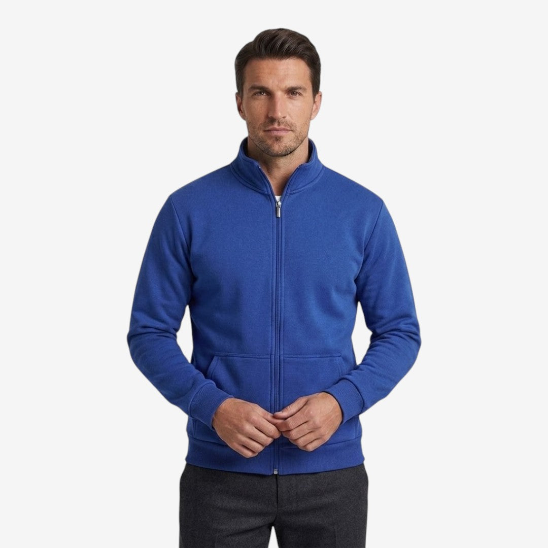 Men's Casual Knit Zip Jacket High-Neck Warm Layered Everyday Style