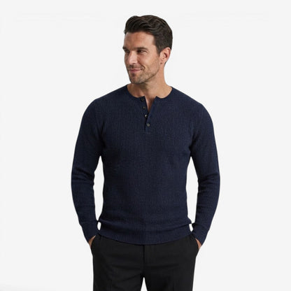Men's Casual Ribbed Henley Shirt Long Sleeve Button-Up Relaxed Fit Autumn Winter