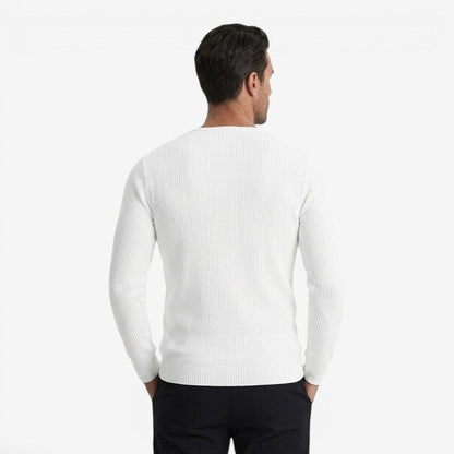 Men's Casual Ribbed Henley Shirt Long Sleeve Button-Up Relaxed Fit Autumn Winter