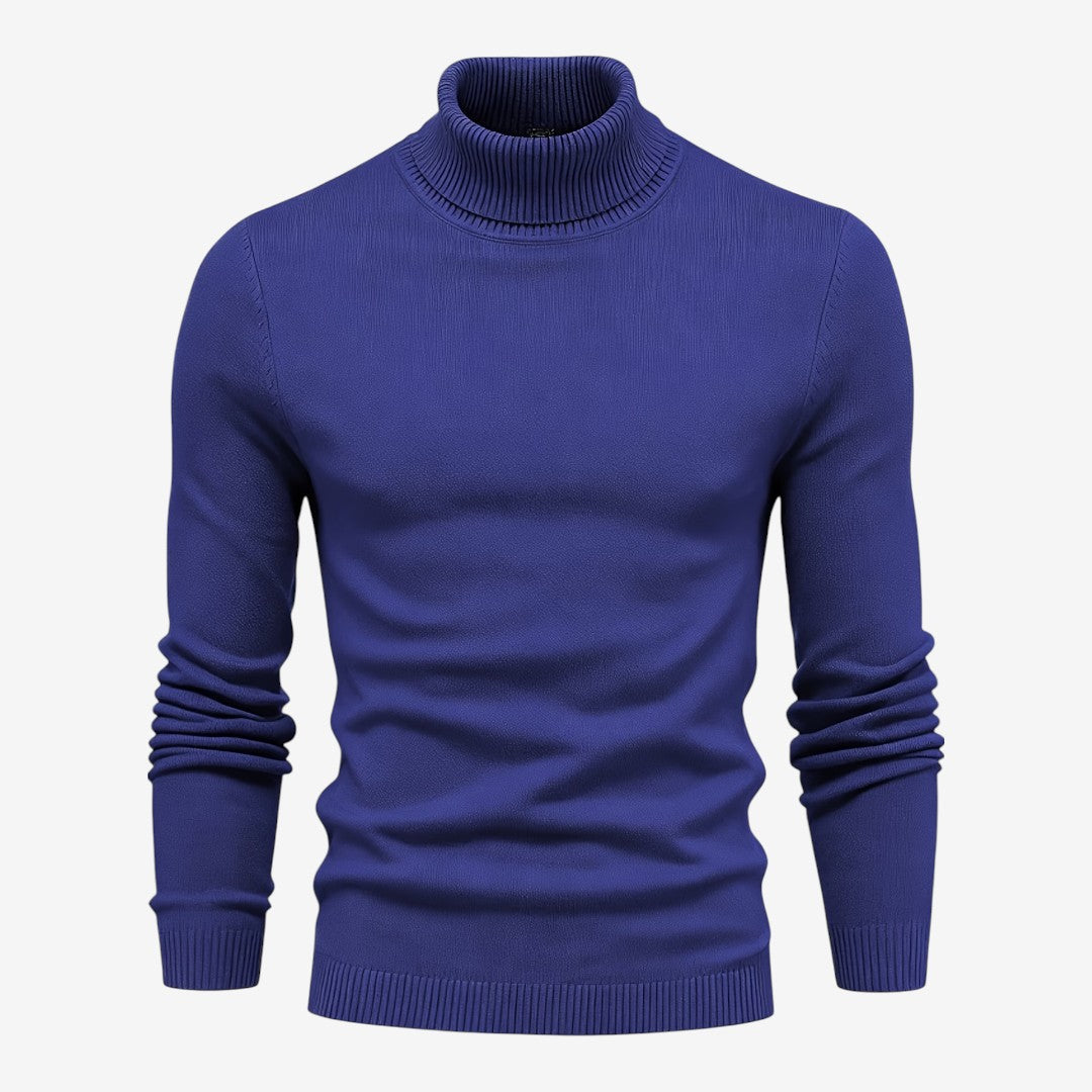 Men's Classic Knit Roll-Neck Jumper Relaxed Fit Long Sleeve Smart Casual
