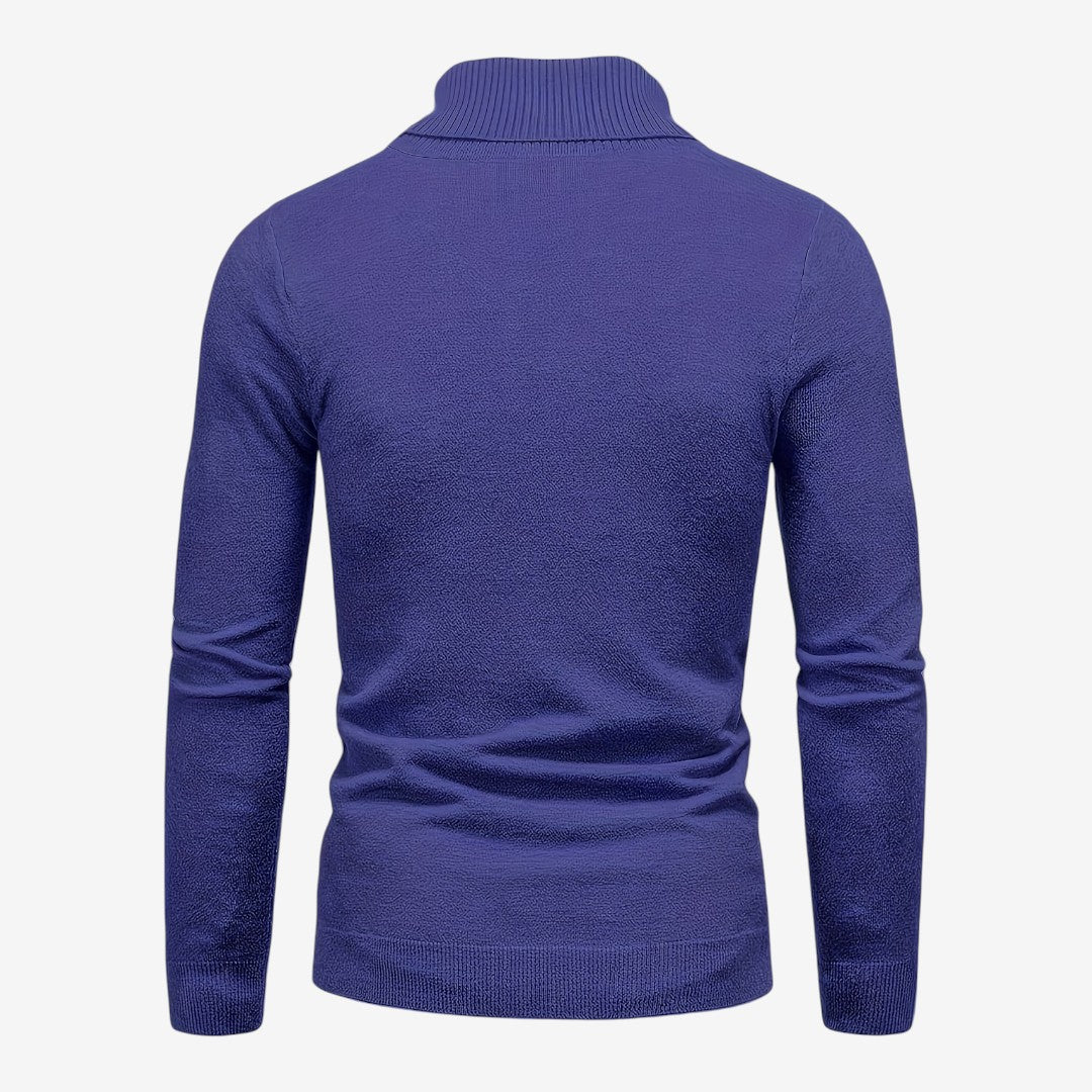 Men's Classic Knit Roll-Neck Jumper Relaxed Fit Long Sleeve Smart Casual