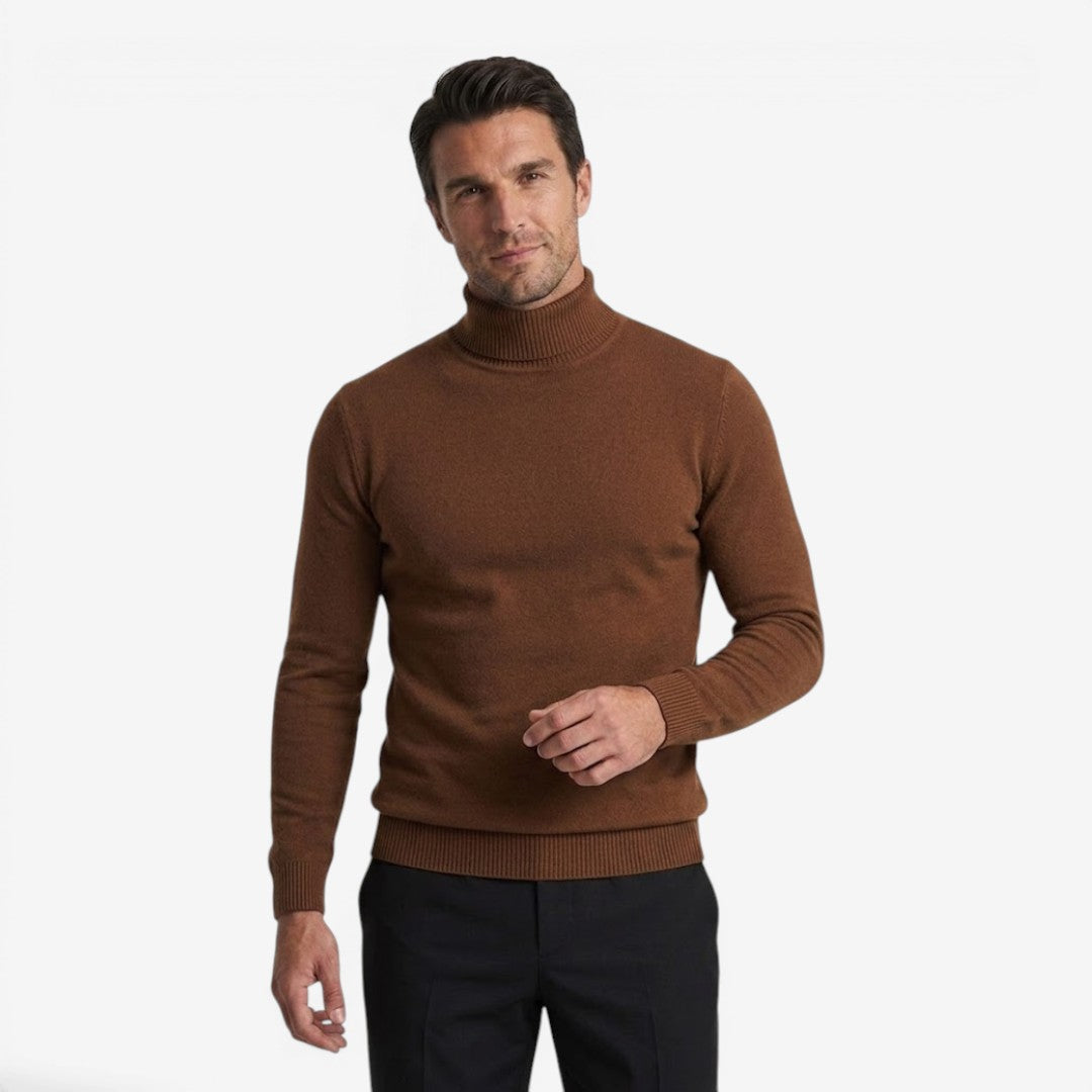 Men's Classic Knit Roll-Neck Jumper Relaxed Fit Long Sleeve Smart Casual