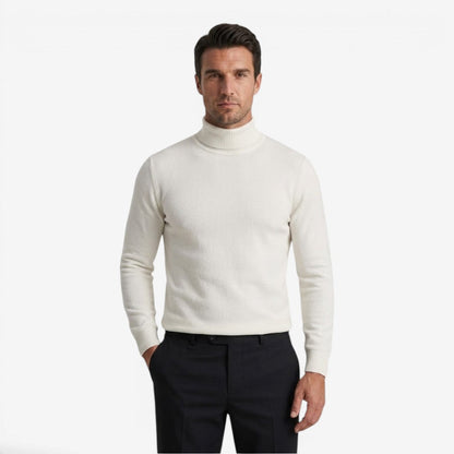 Men's Classic Knit Roll-Neck Jumper Relaxed Fit Long Sleeve Smart Casual