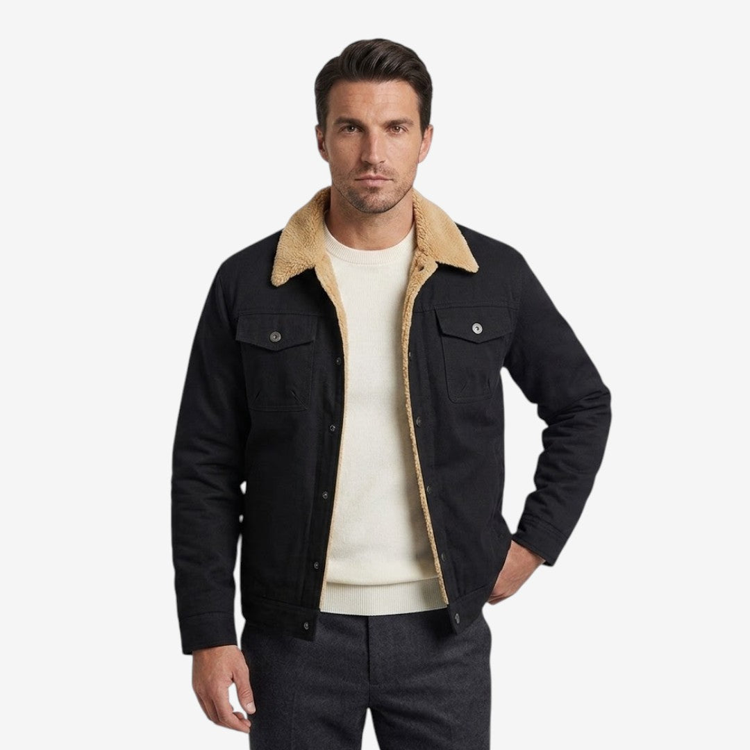 Men's Classic Fleece Jacket Lapel Collar Winter Layering Casual Outerwear