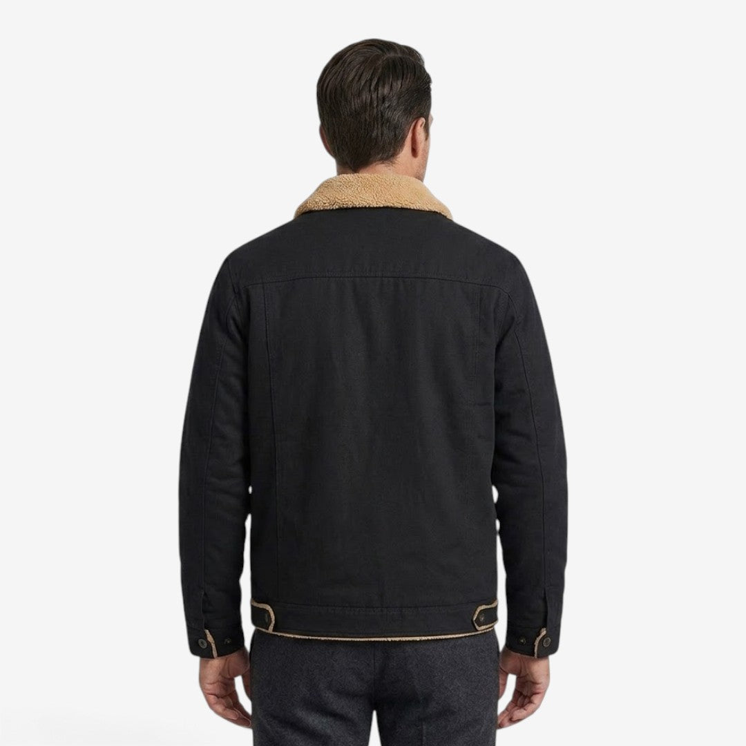 Men's Classic Fleece Jacket Lapel Collar Winter Layering Casual Outerwear