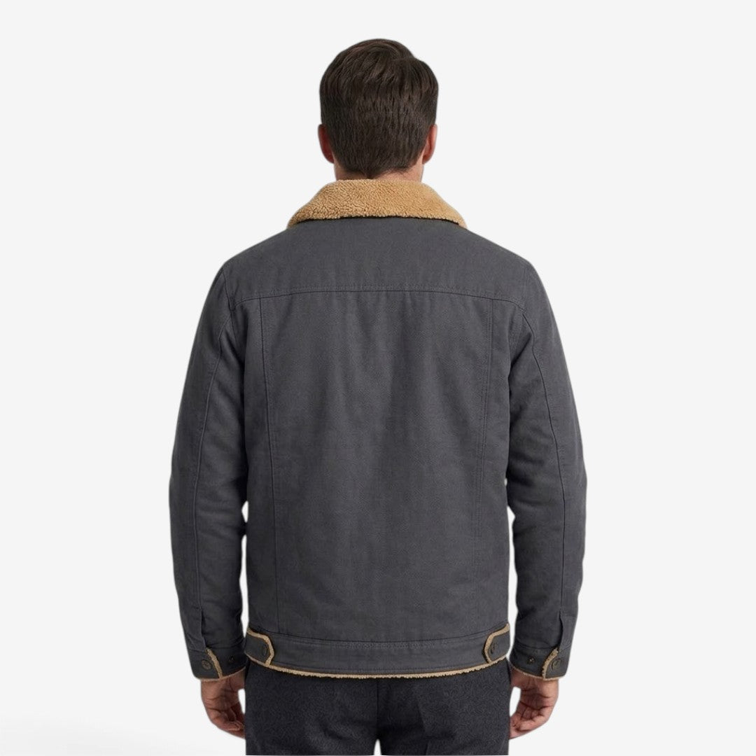 Men's Classic Fleece Jacket Lapel Collar Winter Layering Casual Outerwear