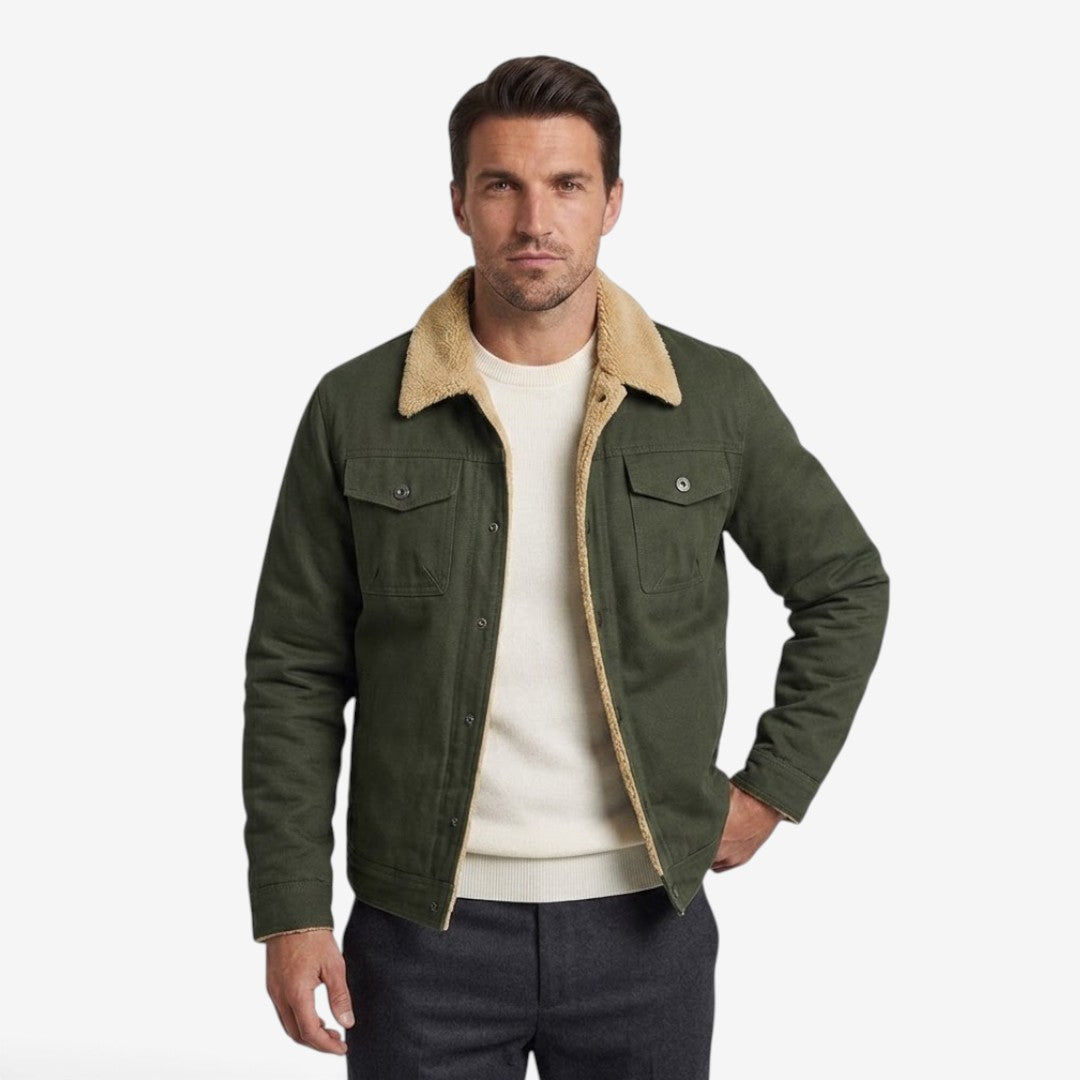 Men's Classic Fleece Jacket Lapel Collar Winter Layering Casual Outerwear