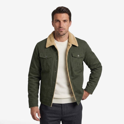 Men's Classic Fleece Jacket Lapel Collar Winter Layering Casual Outerwear