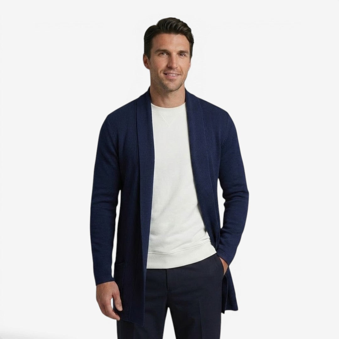 Men's Classic Long Cardigan Open Front Layering Soft Warm Casual