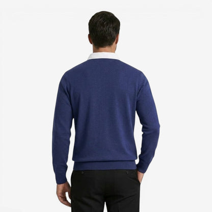 Men's Knit Polo Jumper Long Sleeve Collared Casual Autumn Winter Style