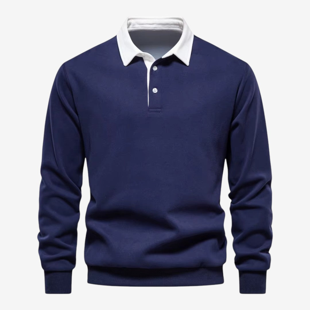 Men's Knit Polo Jumper Long Sleeve Collared Casual Autumn Winter Style
