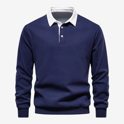 Men's Knit Polo Jumper Long Sleeve Collared Casual Autumn Winter Style