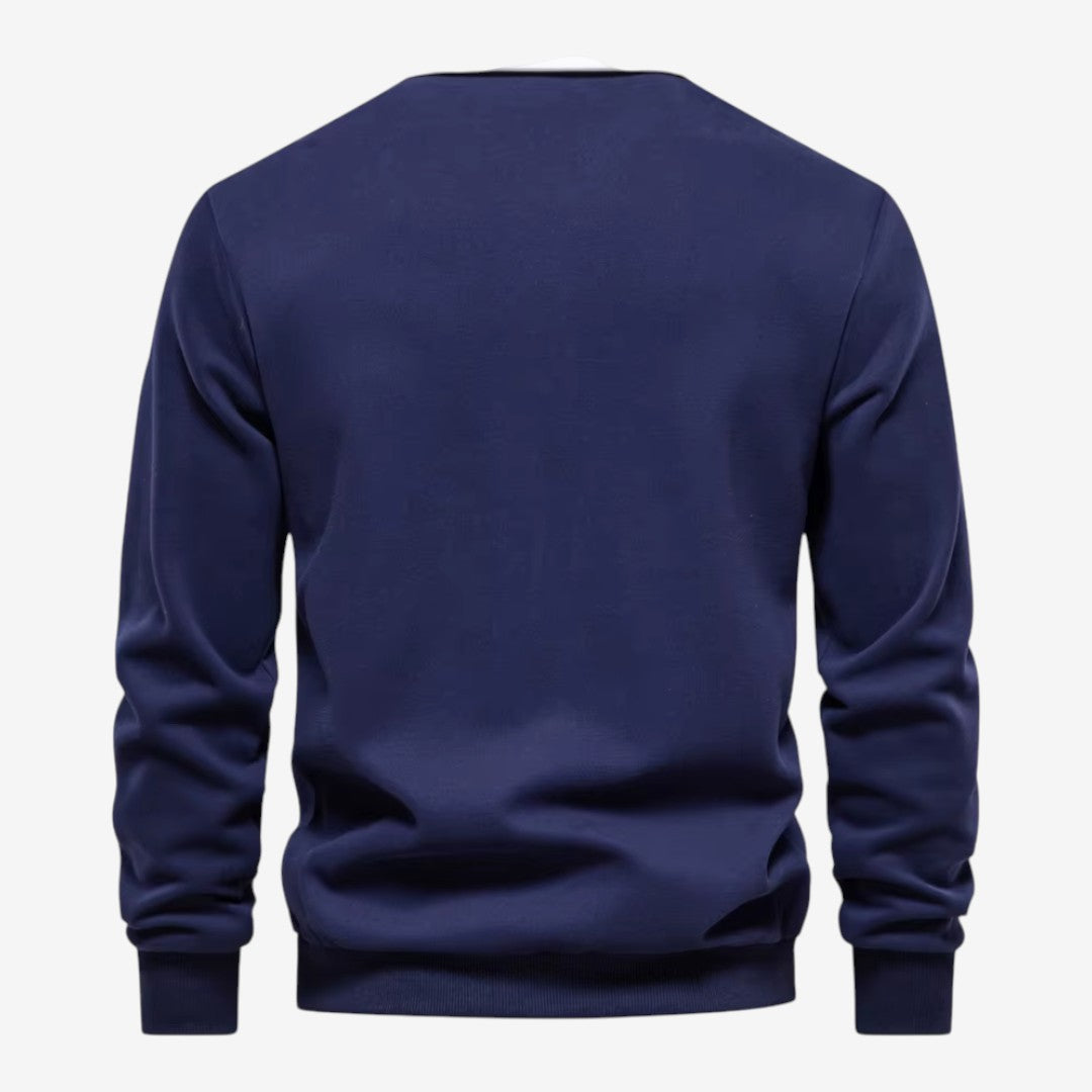 Men's Knit Polo Jumper Long Sleeve Collared Casual Autumn Winter Style