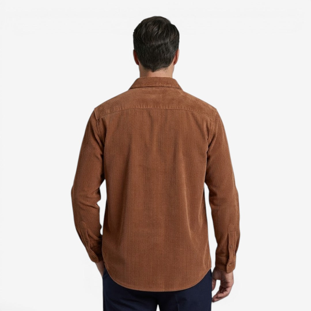 Men's Heavy Corduroy Shirt Long Sleeve Button-Up Relaxed Fit Casual Wear