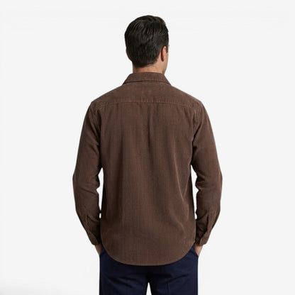 Men's Heavy Corduroy Shirt Long Sleeve Button-Up Relaxed Fit Casual Wear