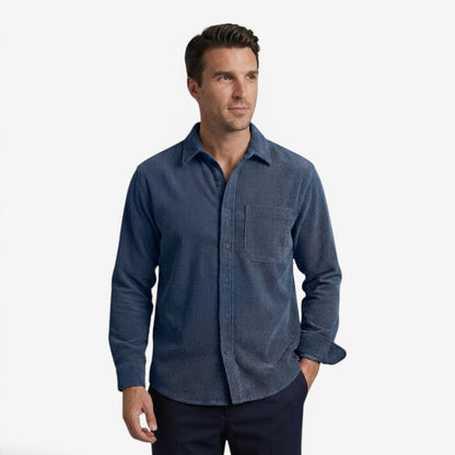Men's Heavy Corduroy Shirt Long Sleeve Button-Up Relaxed Fit Casual Wear