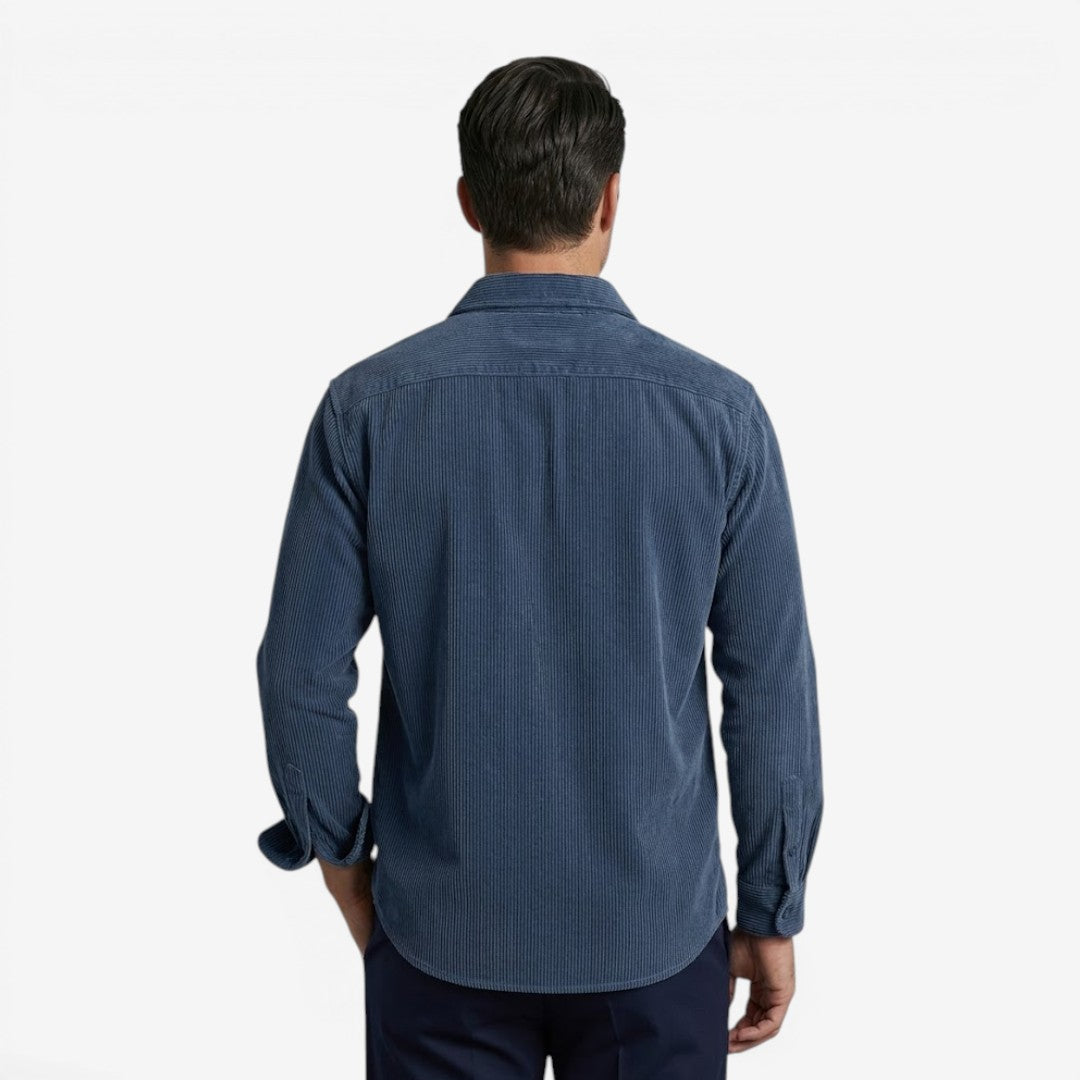 Men's Heavy Corduroy Shirt Long Sleeve Button-Up Relaxed Fit Casual Wear