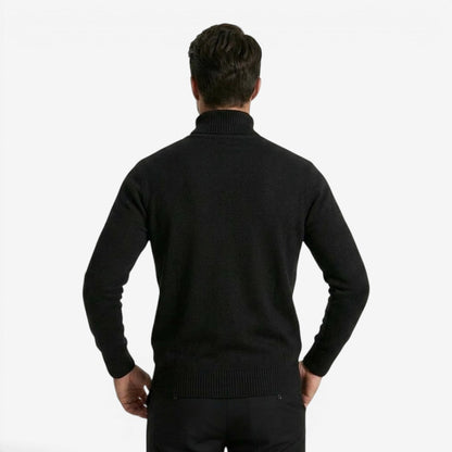 Men's Textured Knit Roll-Neck Jumper Relaxed Fit Long Sleeve Casual Everyday