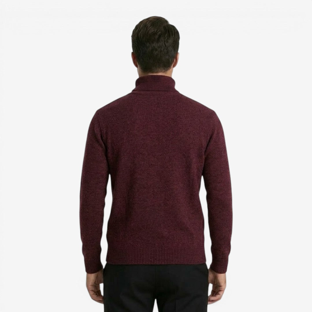 Men's Textured Knit Roll-Neck Jumper Relaxed Fit Long Sleeve Casual Everyday