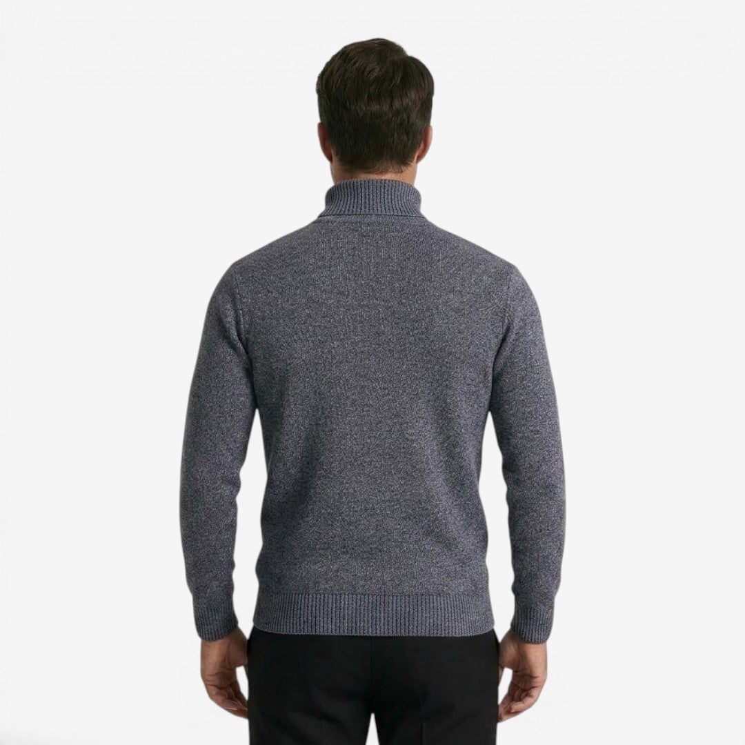 Men's Textured Knit Roll-Neck Jumper Relaxed Fit Long Sleeve Casual Everyday