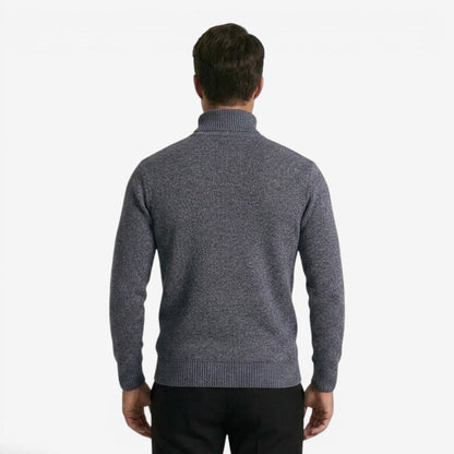 Men's Textured Knit Roll-Neck Jumper Relaxed Fit Long Sleeve Casual Everyday