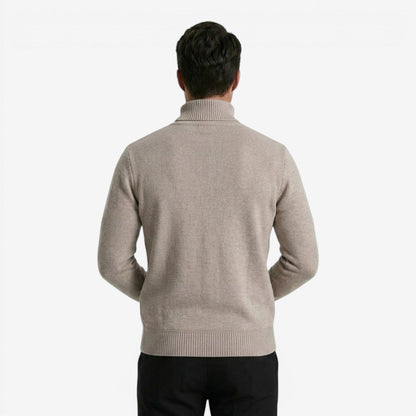Men's Textured Knit Roll-Neck Jumper Relaxed Fit Long Sleeve Casual Everyday