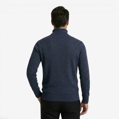 Men's Textured Knit Roll-Neck Jumper Relaxed Fit Long Sleeve Casual Everyday