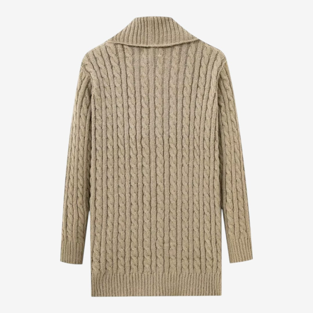 Men's Jacquard Knit Cardigan Lapel Collar Winter Layering Stylish Casual