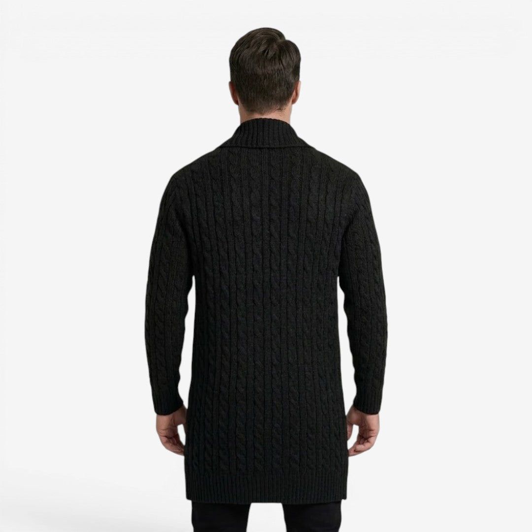 Men's Jacquard Knit Cardigan Lapel Collar Winter Layering Stylish Casual