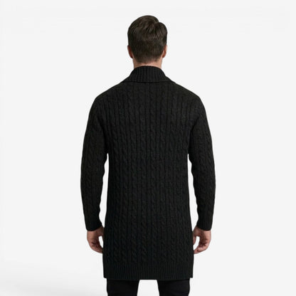 Men's Jacquard Knit Cardigan Lapel Collar Winter Layering Stylish Casual