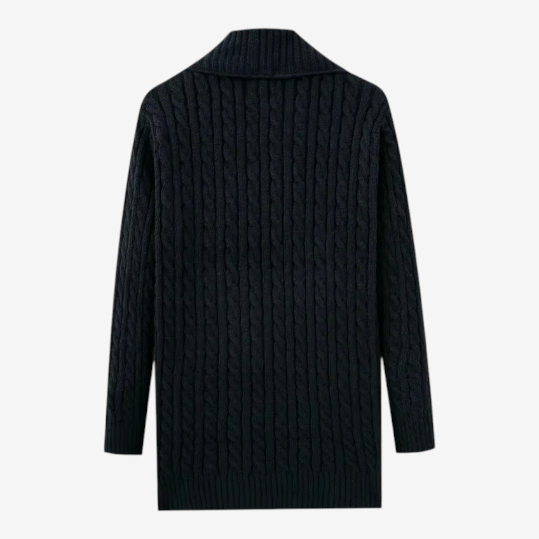Men's Jacquard Knit Cardigan Lapel Collar Winter Layering Stylish Casual