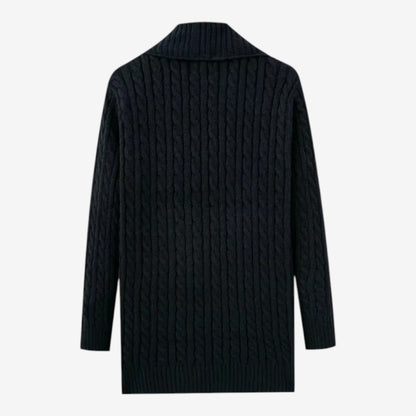 Men's Jacquard Knit Cardigan Lapel Collar Winter Layering Stylish Casual